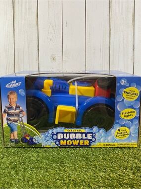 Kid Galaxy Electric Bubble Lawn Mower for Kids Summer Blue Flashing Lights New
